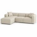 Ecksofa 280 x 170 x 85 cm Beige mit Longchair und gepolsterter Sitzfläche