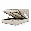 Stauraumbett 180 x 200 cm Beige mit Bettkasten und gepolstertem Kopfteil