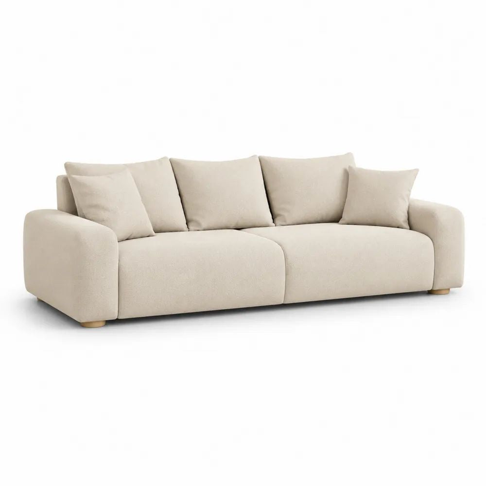 3-Sitzer Sofa 240 x 95 x 75 cm Beige mit Polyesterbezug und gepolsterter Sitzfläche