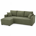 Ecksofa 280 x 170 x 85 cm Olivgrün mit Longchair und gepolsterter Sitzfläche