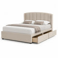 Stauraumbett 180 x 200 cm Beige mit Schubladen und gepolstertem Kopfteil