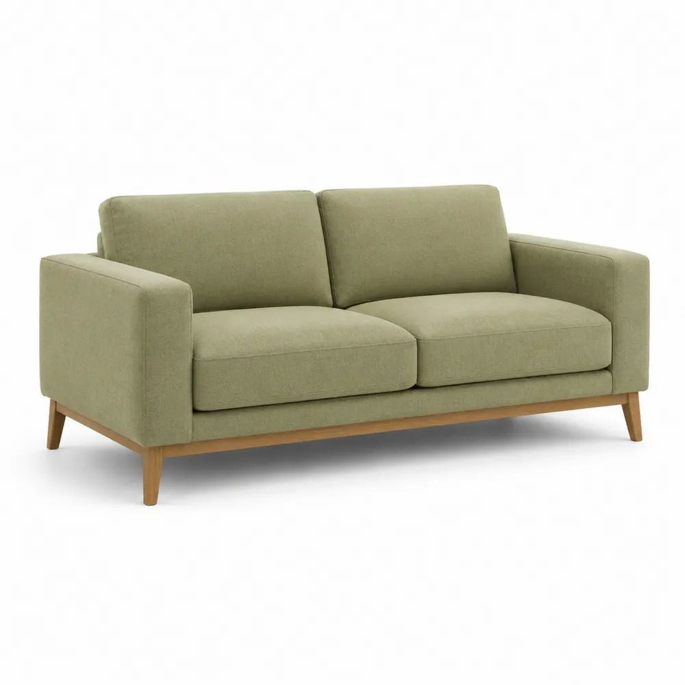 Sofa 3-Sitzer 230 x 95 x 80 cm Grün mit Stoffbezug und Holzfüßen